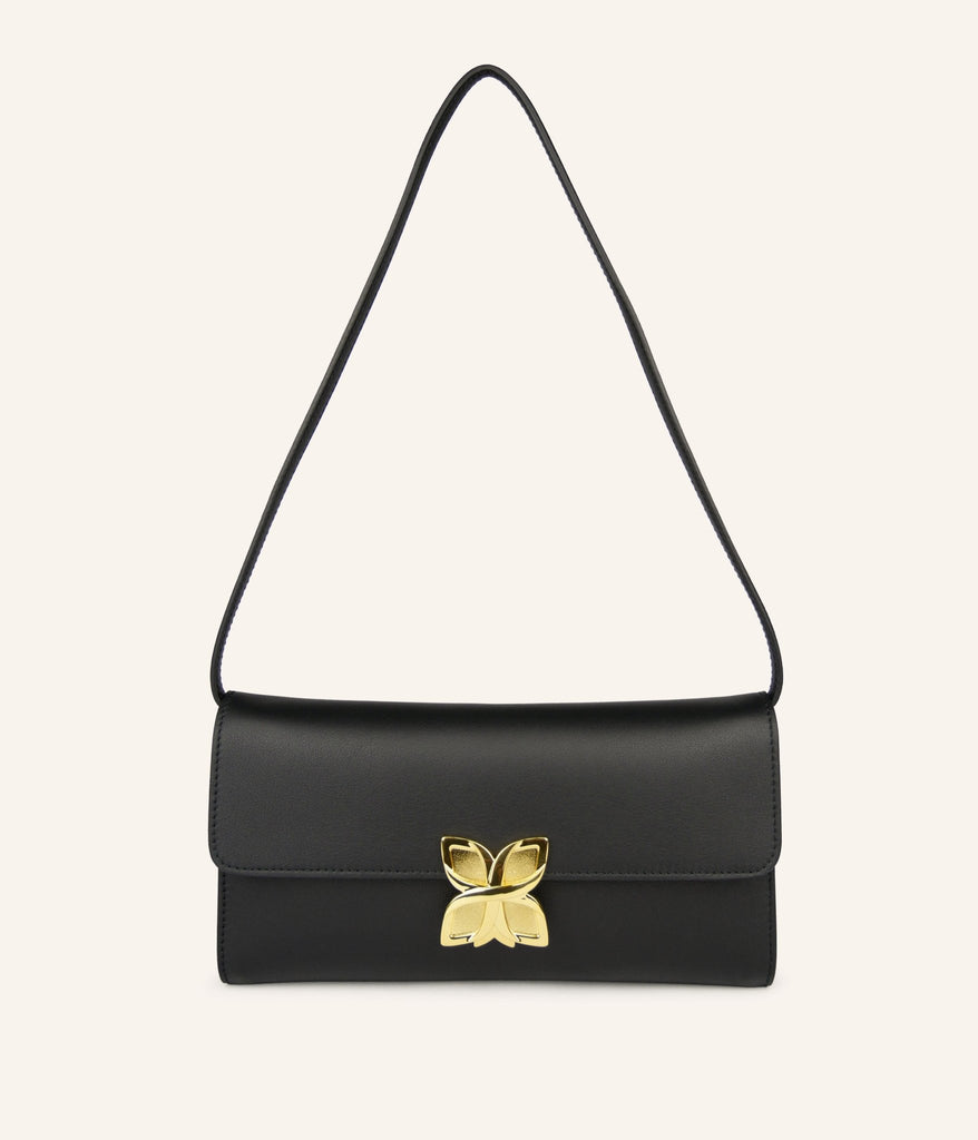 Hortensia Clutch | Noir Lisse - Fleuron Paris